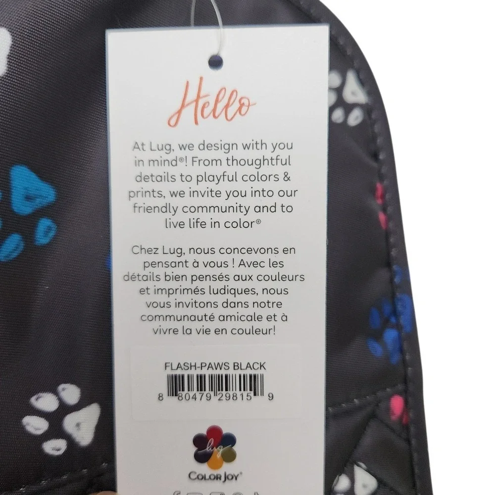 NEW Lug Travel Cosmetic Bag Flash Paws‎ Black Organizer